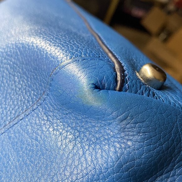 Coach Edie 31 36465 Blue Pebble Leather Embossed Horse & Carriage Shoulder Bag - Picture 9 of 16